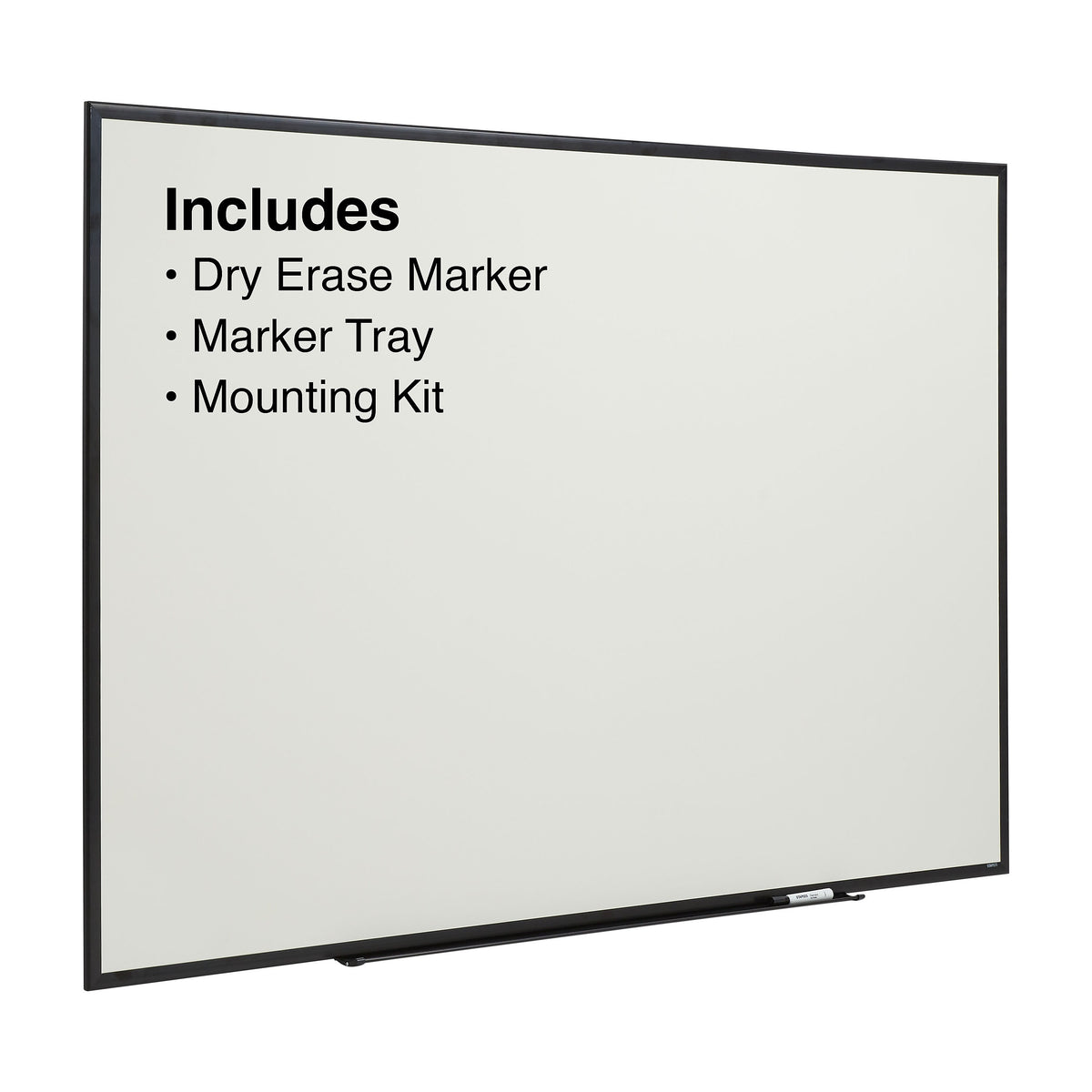 Staples Standard Melamine Whiteboard, Black Aluminum Frame, 6'W x 4'H