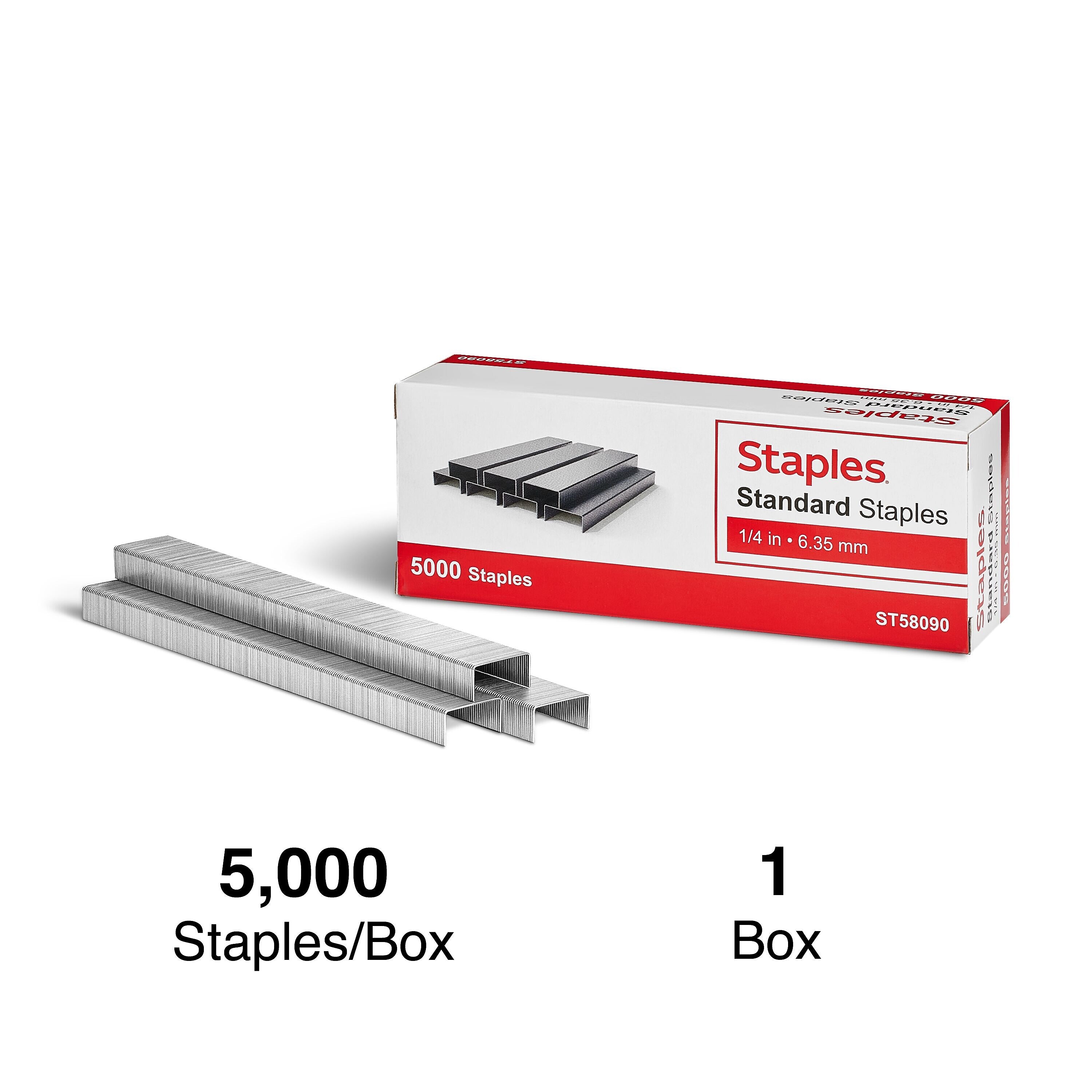 Staples Standard Staples, 1/4" Leg Length, 5000 /Box