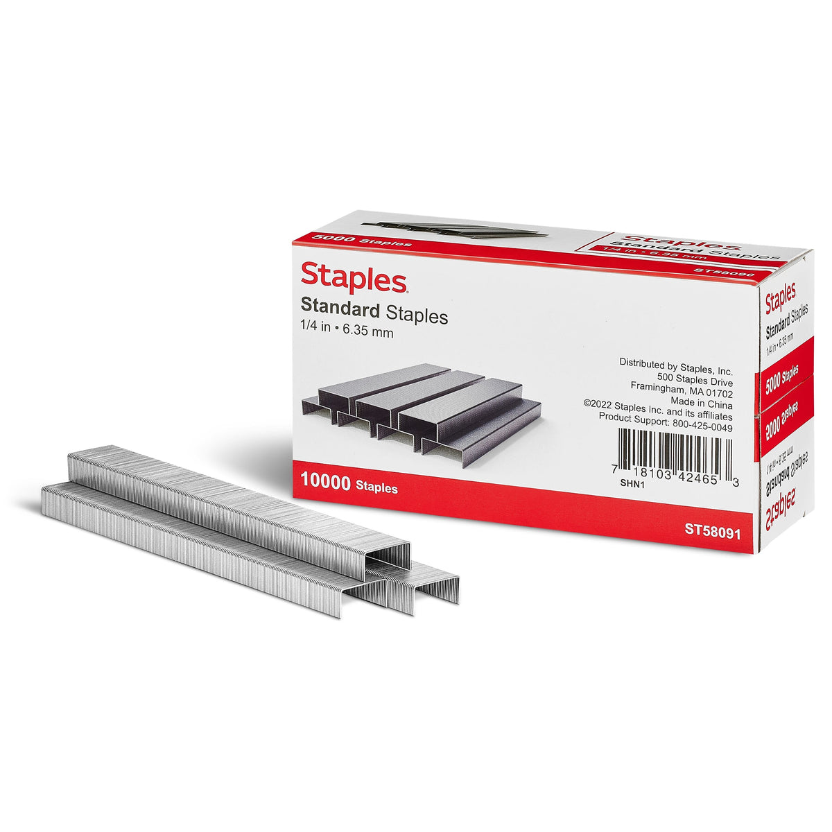 Staples Standard Staples, 1/4" Leg Length, 5000/Box, 2/Pack