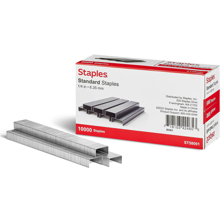 Staples Standard Staples, 1/4" Leg Length, 5000/Box, 2/Pack