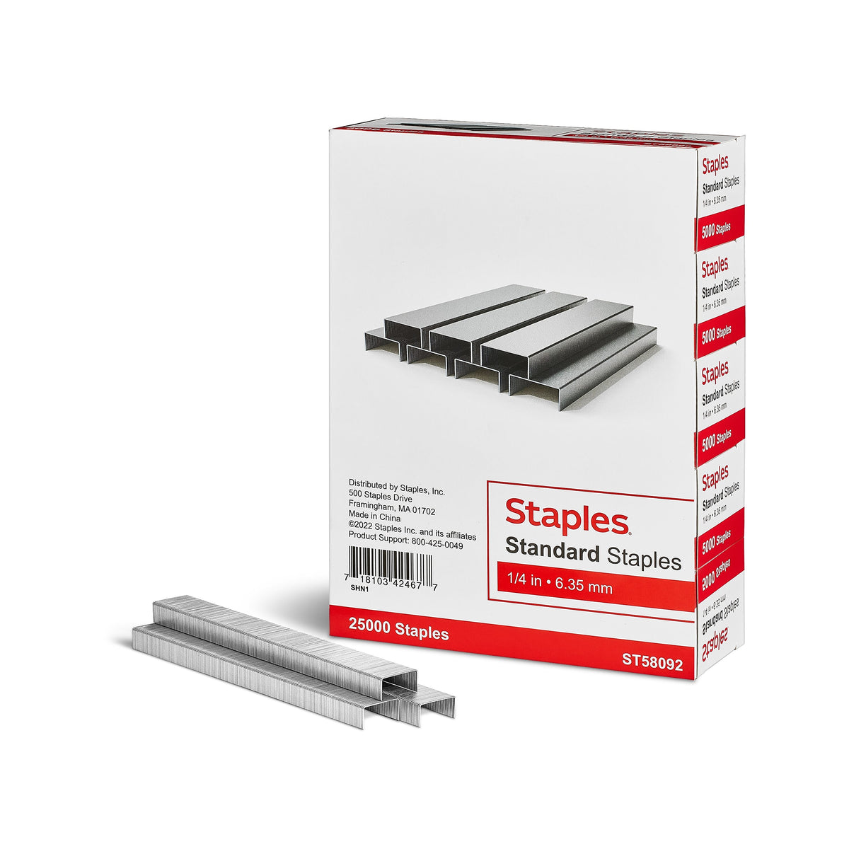 Staples Standard Staples, 1/4" Leg Length, 5000/Box, 5/Pack