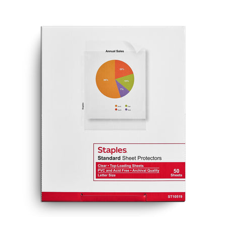 Staples Standard Weight Sheet Protector, 8.5" x 11", Clear, 50/Box