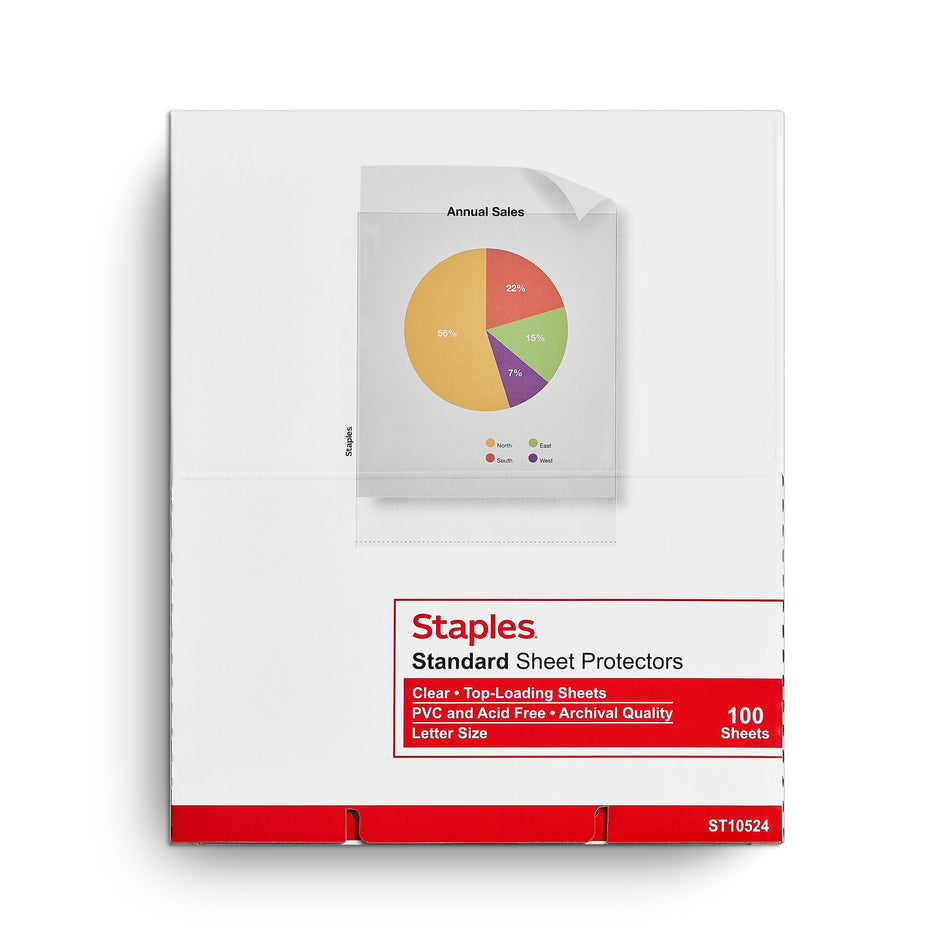 Staples Standard Weight Sheet Protectors, 8.5" x 11", Clear, 100/Box
