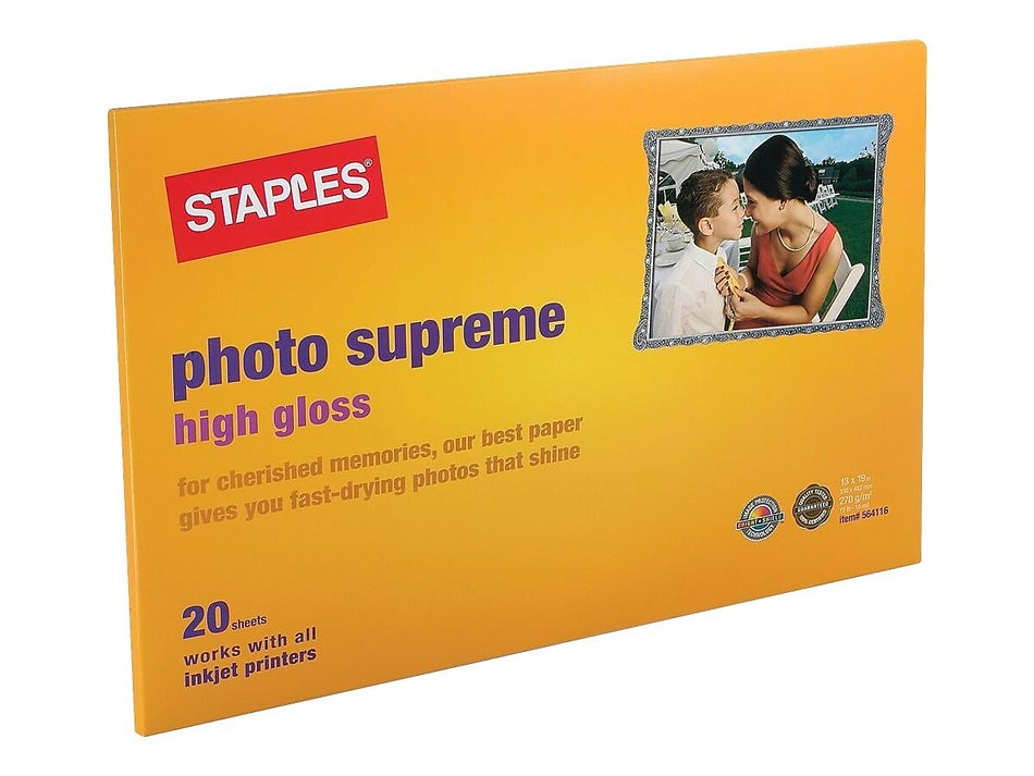 Staples Supreme Glossy Photo Paper, 13" x 19", 20/Pack