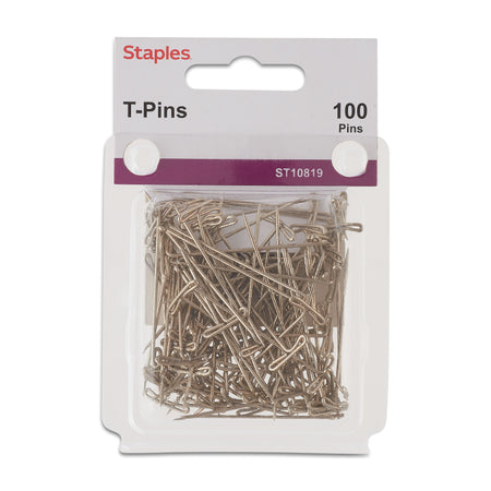 Staples T Pins, 1.5", 100/Pack