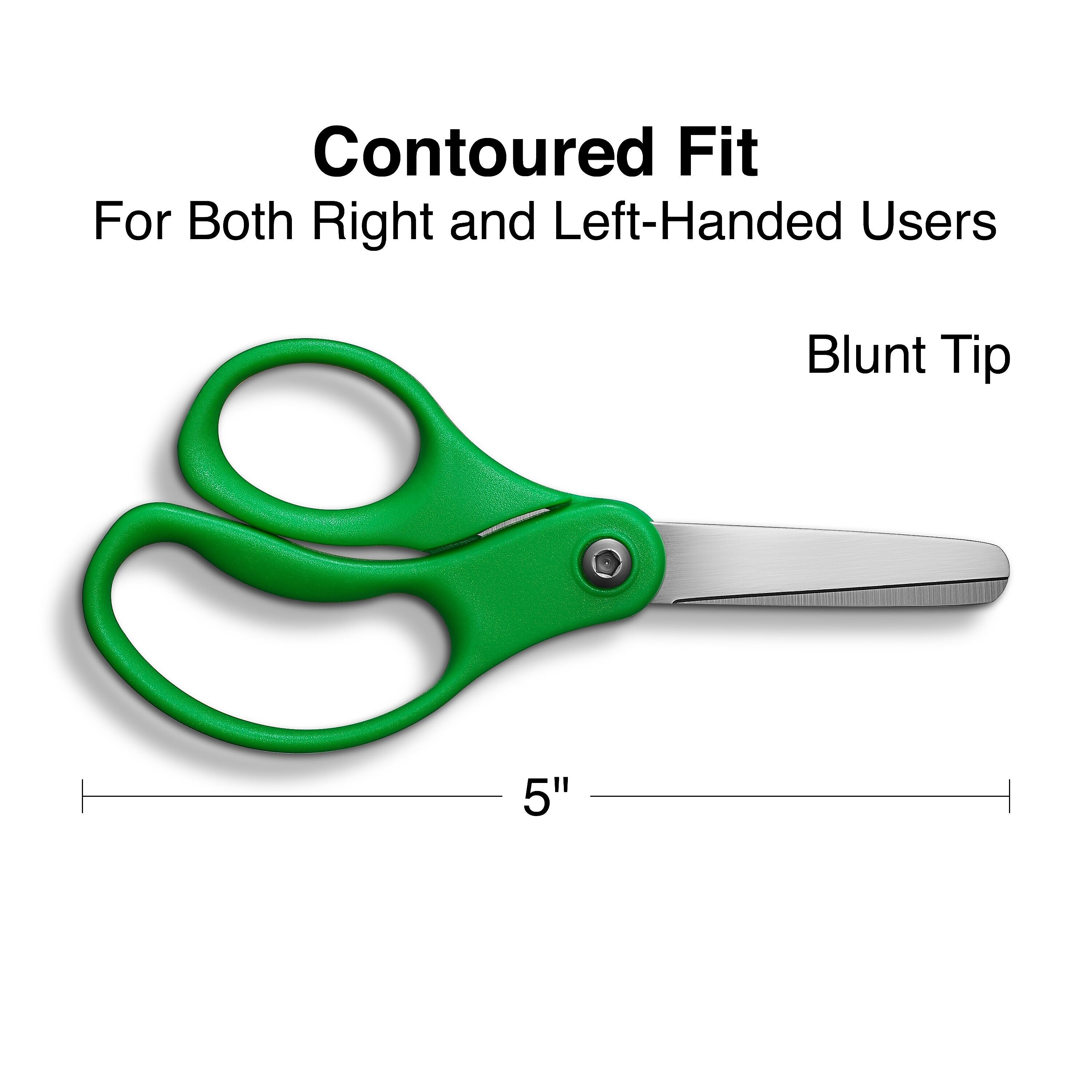 Staples Teacher Pack 5" Kids Blunt Tip Stainless Steel Scissors, Straight Handle, Right and Left Handed, 12/Pack