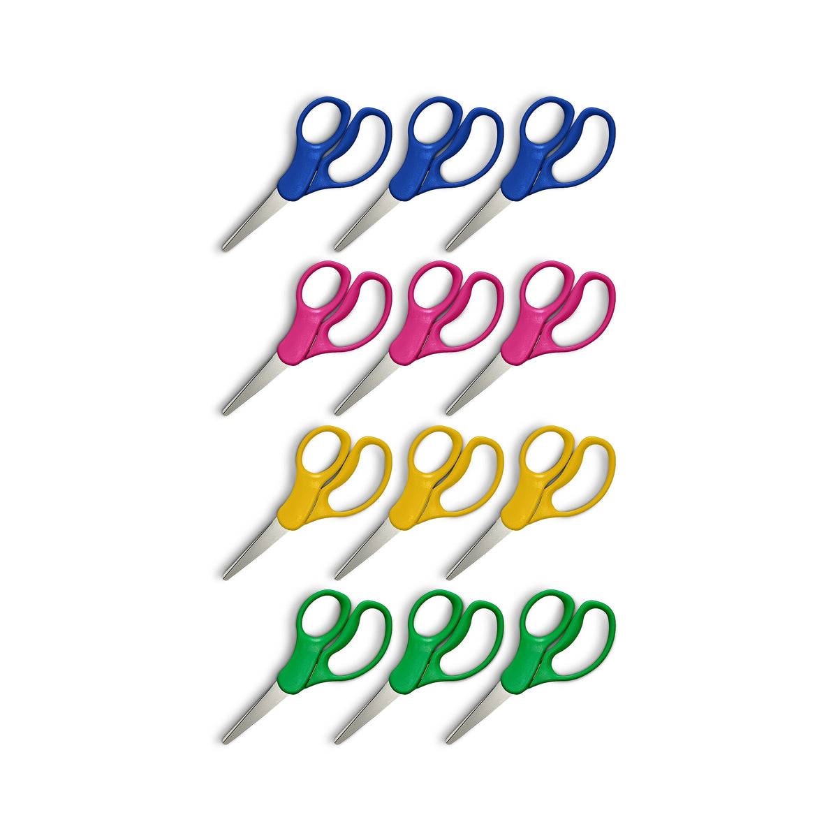 Staples Teacher Pack 5" Kids Pointed Tip Stainless Steel Scissors, Straight Handle, Right & Left Handed, 12/Pack