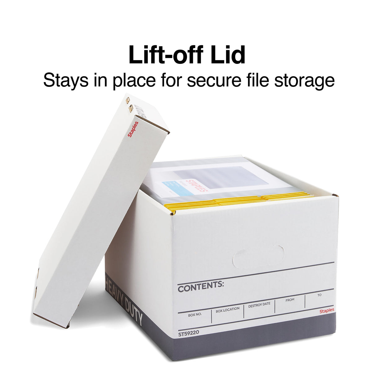 Staples Triple Wall Heavy Duty File Box, Lift Off Lid, Letter/Legal, White/Gray, 12/Carton