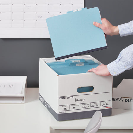 Staples Triple Wall Heavy Duty File Box, Lift Off Lid, Letter/Legal, White/Gray, 12/Carton