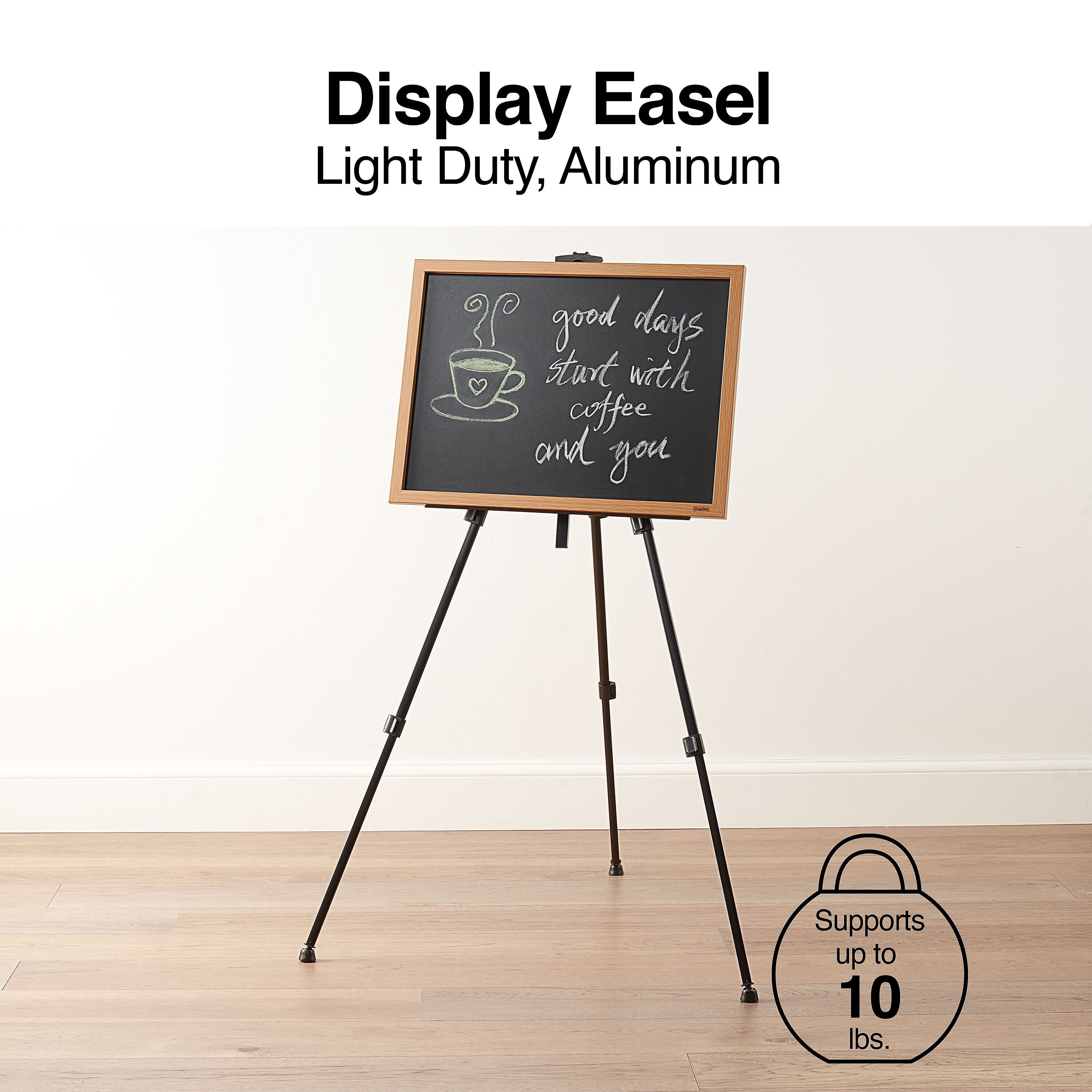 Staples Tripod Display Easel, 63", Black Aluminum