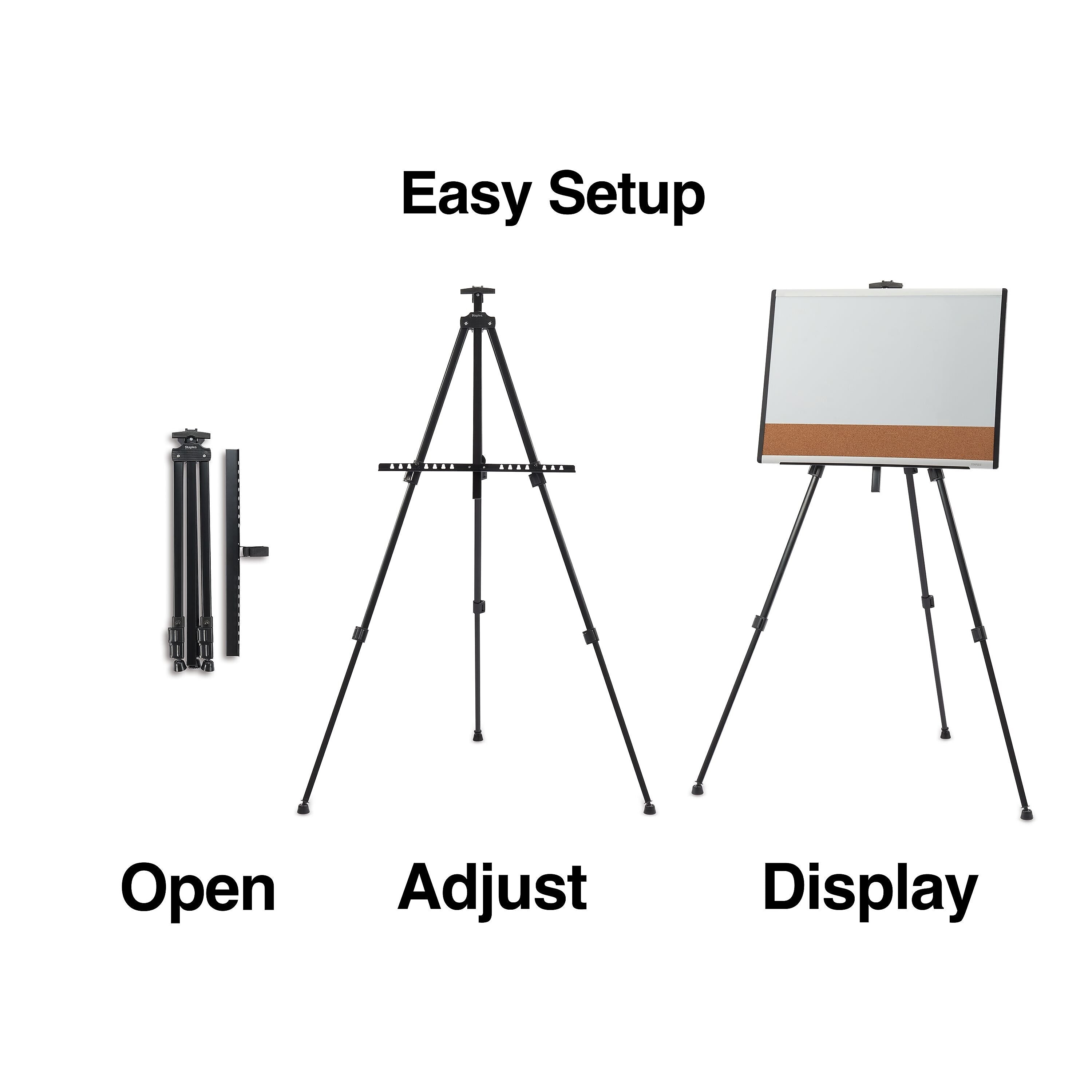 Staples Tripod Display Easel, 63", Black Aluminum