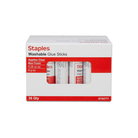 Staples Washable Glue Sticks, 0.28 oz., 36/Pack