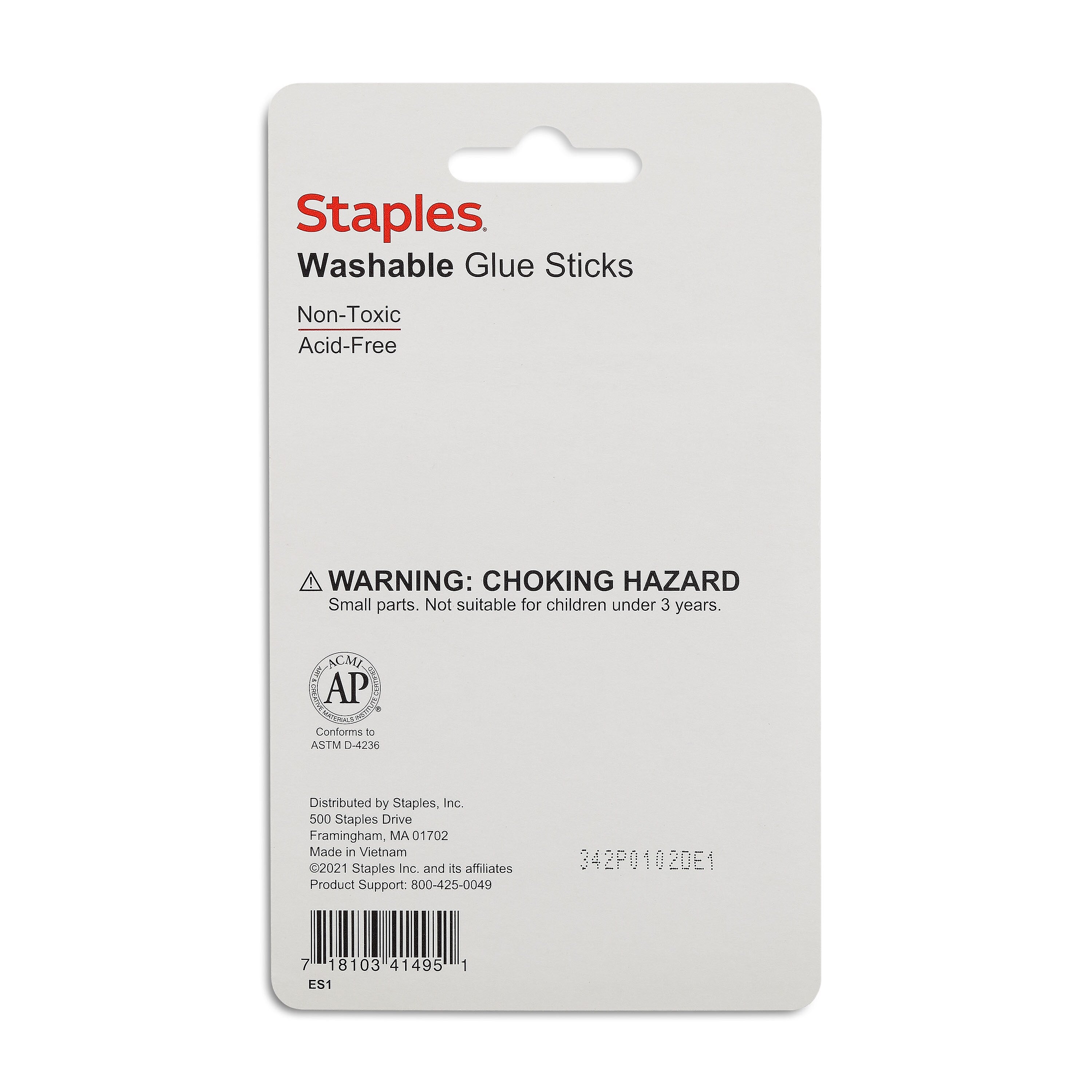 Staples Washable Glue Sticks, 0.28 oz., 4/Pack