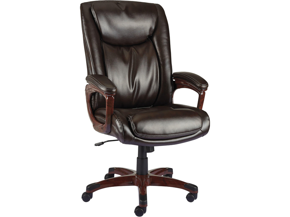 Staples® Westcliffe Ergonomic Leather Swivel Executive Chair, Brown