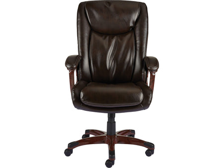 Staples® Westcliffe Ergonomic Leather Swivel Executive Chair, Brown