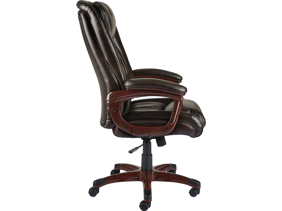 Staples® Westcliffe Ergonomic Leather Swivel Executive Chair, Brown