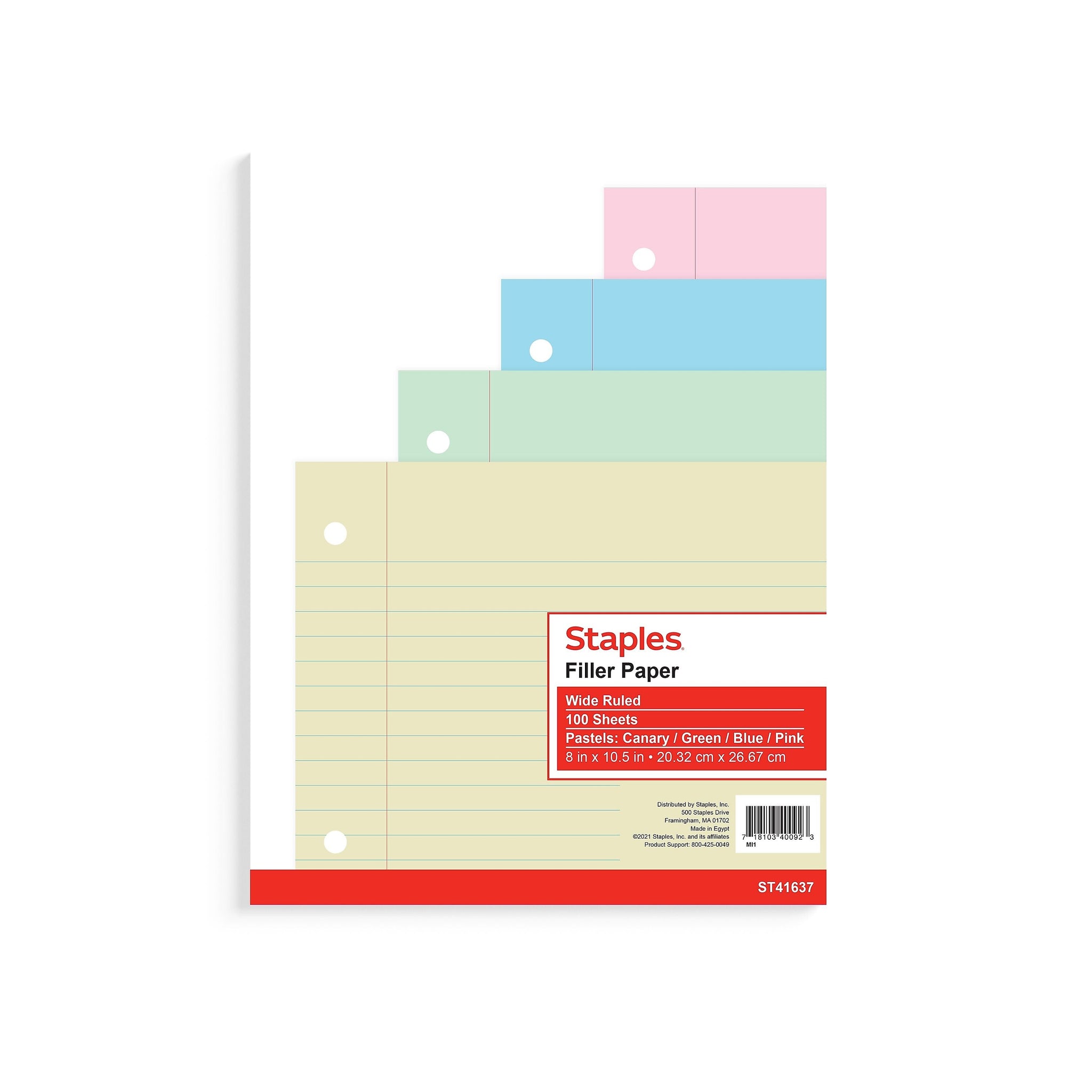 Staples Wide Ruled Filler Paper, 8