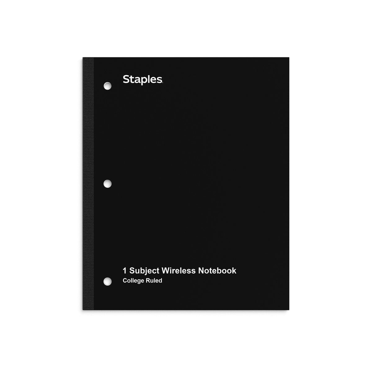 Staples Wireless 1-Subject Notebook, 8.5" x 11", College Ruled, 80 Sheets, Black