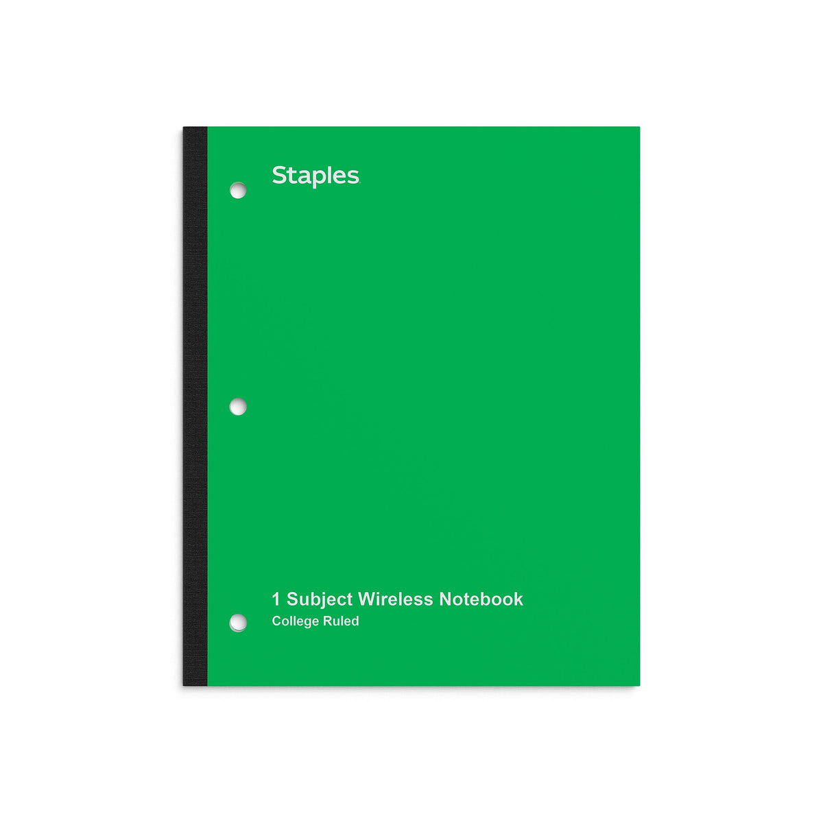 Staples Wireless 1-Subject Notebook, 8.5" x 11", College Ruled, 80 Sheets, Green