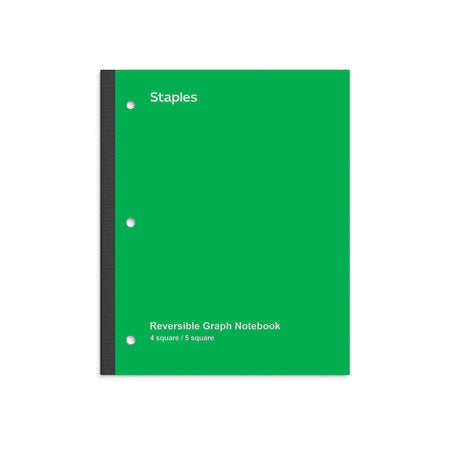 Staples Wireless 1-Subject Notebook, 8.5" x 11", Graph Ruled, 80 Sheets, Green