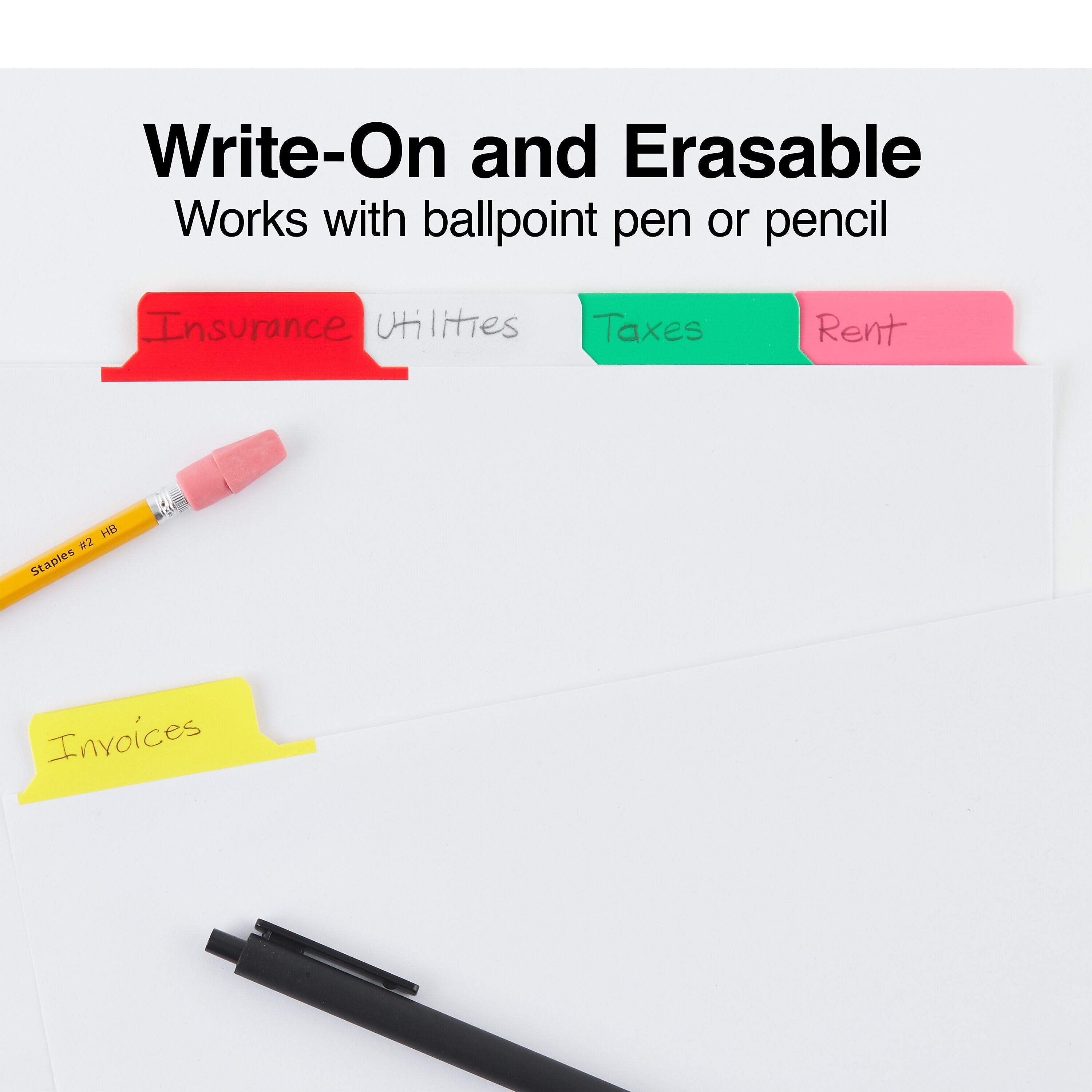 Staples Write-On Dividers, 5-Tab, Assorted Colors, 4/Pack
