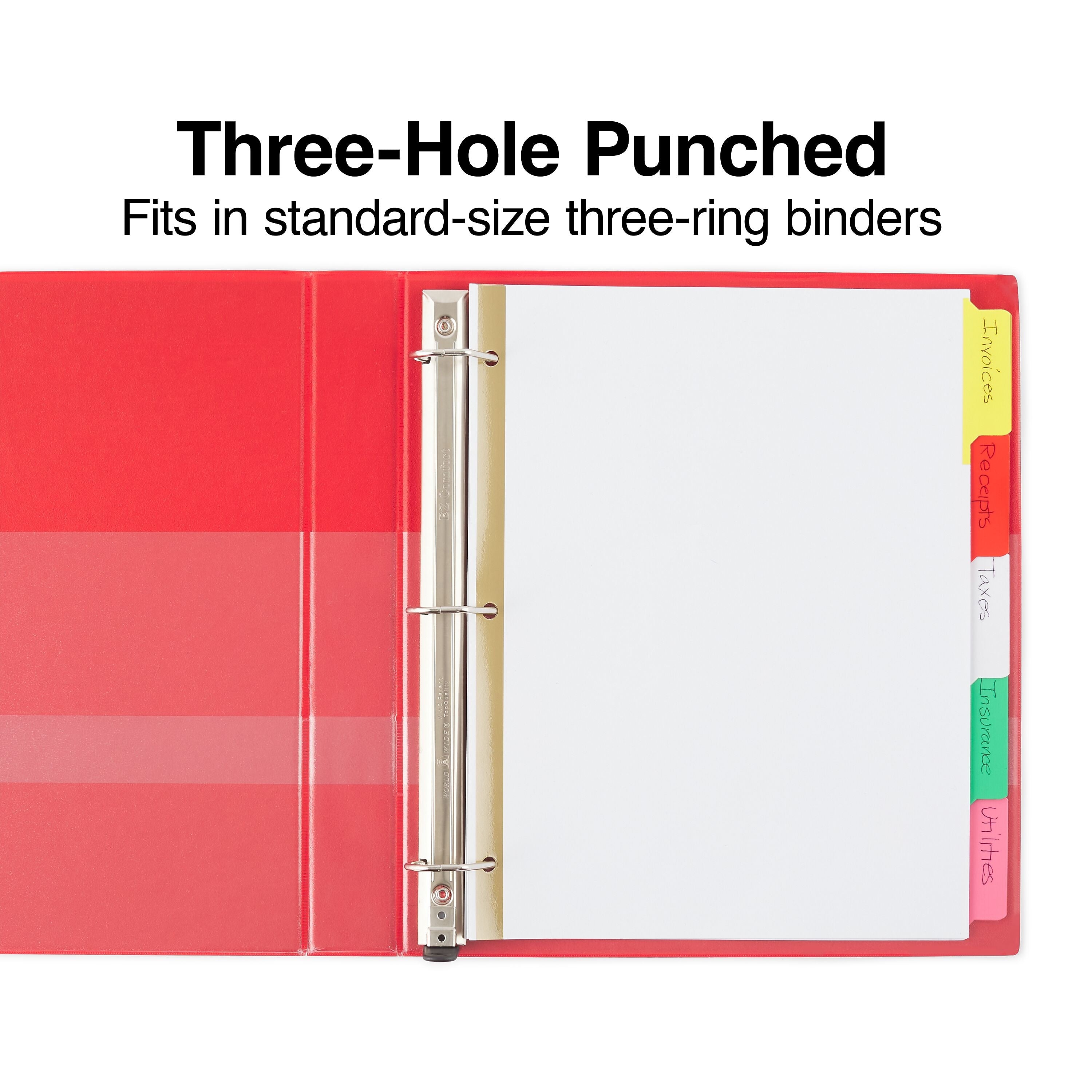 Staples Write-On Dividers, 5-Tab, Assorted Colors, 4/Pack