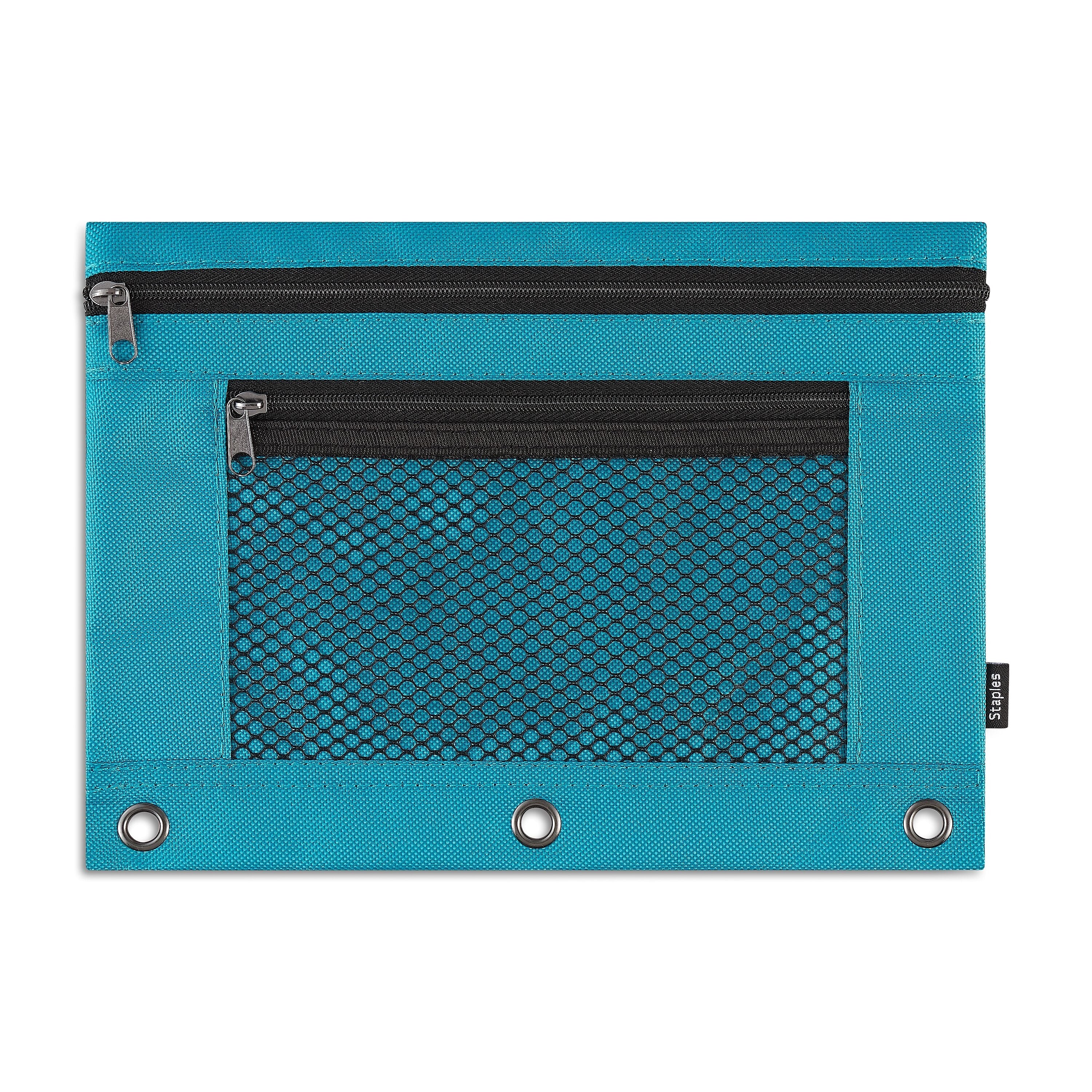 Staples Zipper Pencil Pouches, Assorted Colors, Each