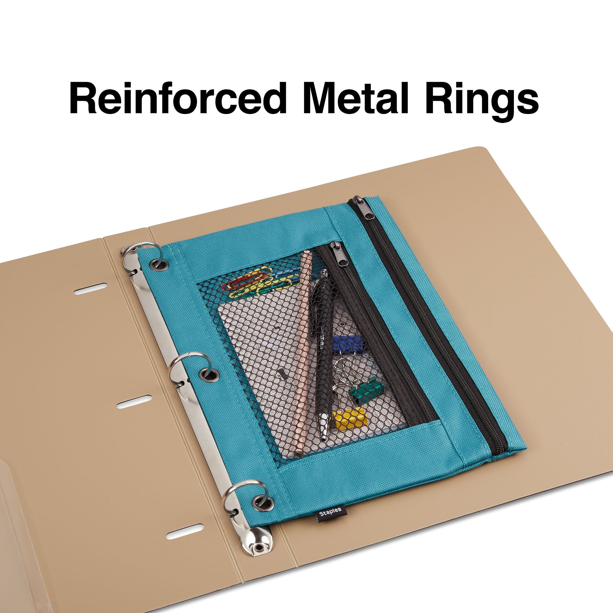 Staples Zipper Pencil Pouches, Assorted Colors, Each