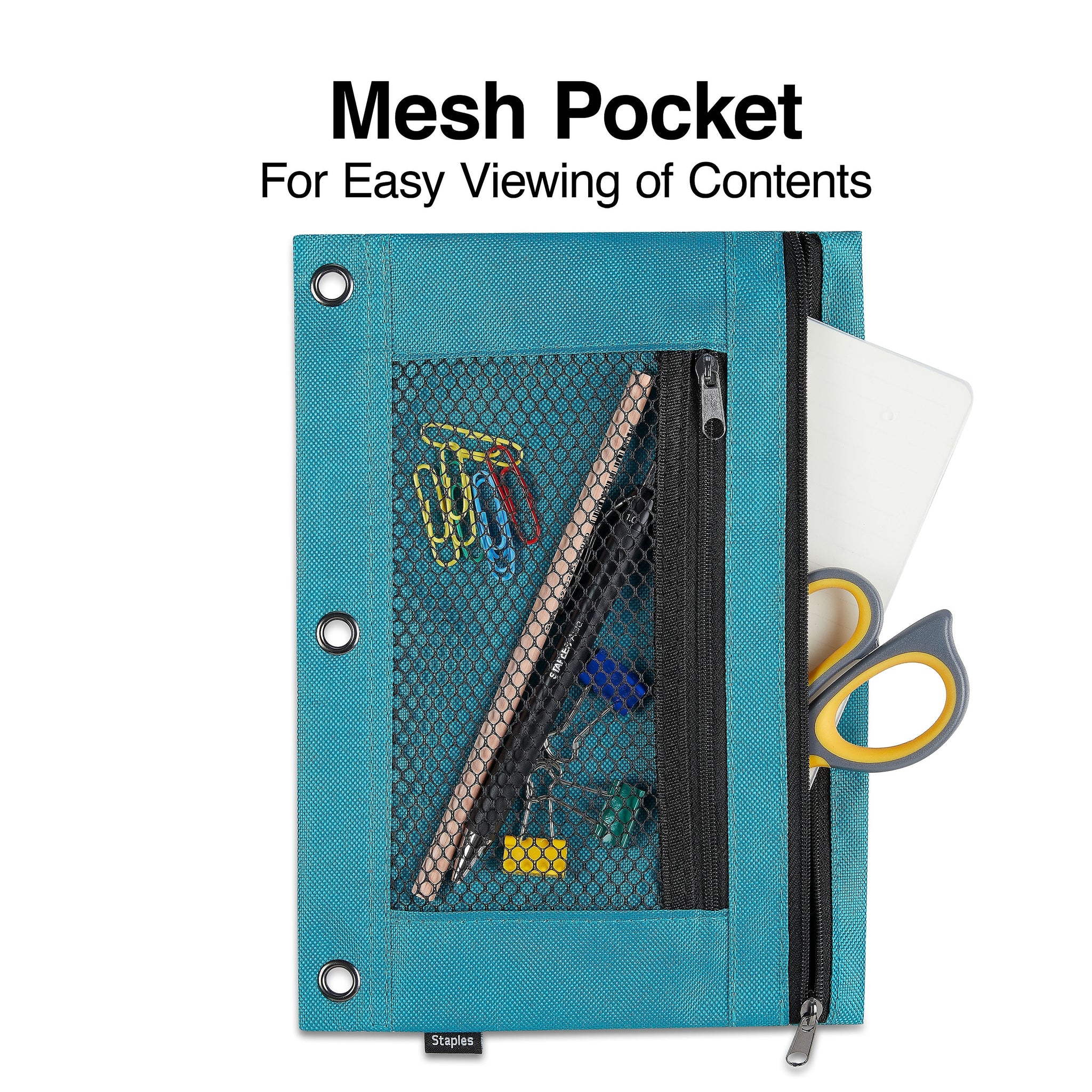 Staples Zipper Pencil Pouches, Assorted Colors, Each