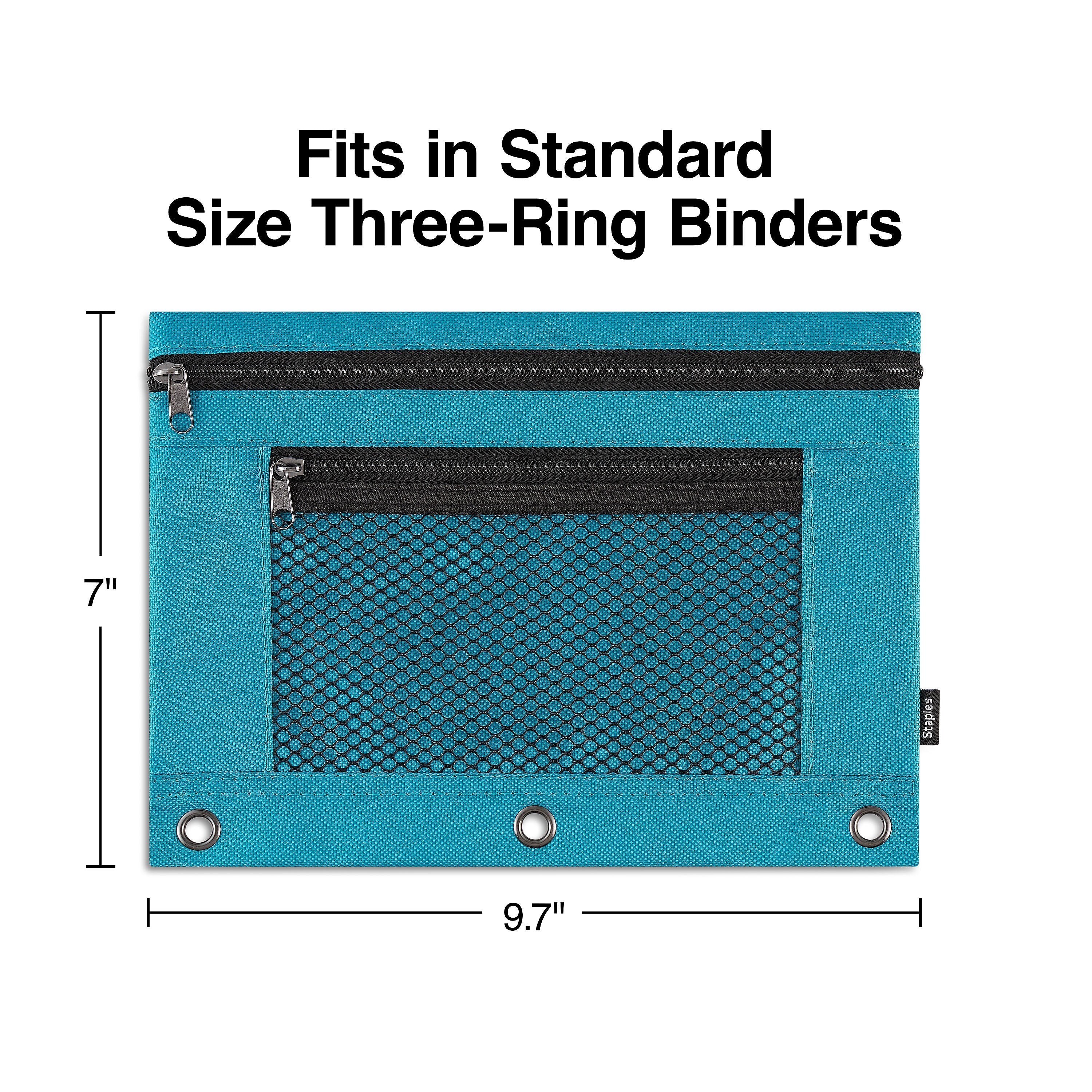 Staples Zipper Pencil Pouches, Assorted Colors, Each