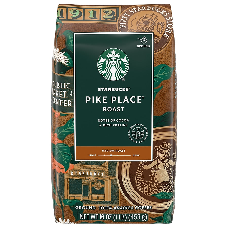 Starbucks Pike Place Ground Coffee, Medium Roast, 16 oz.