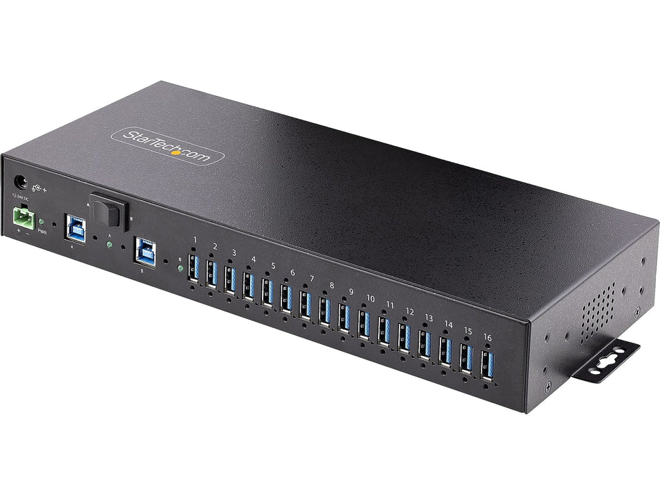 StarTech Industrial 16-Port USB 3.0 Hub, Black