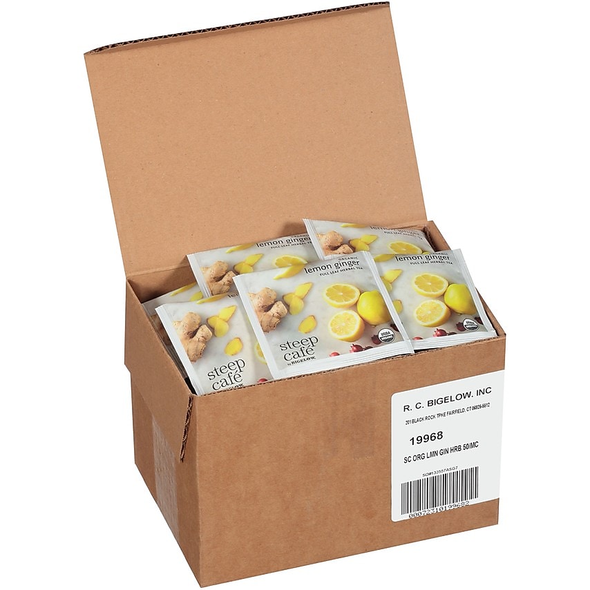 Steep Café Organic Lemon Ginger Herbal Tea, 50 Count