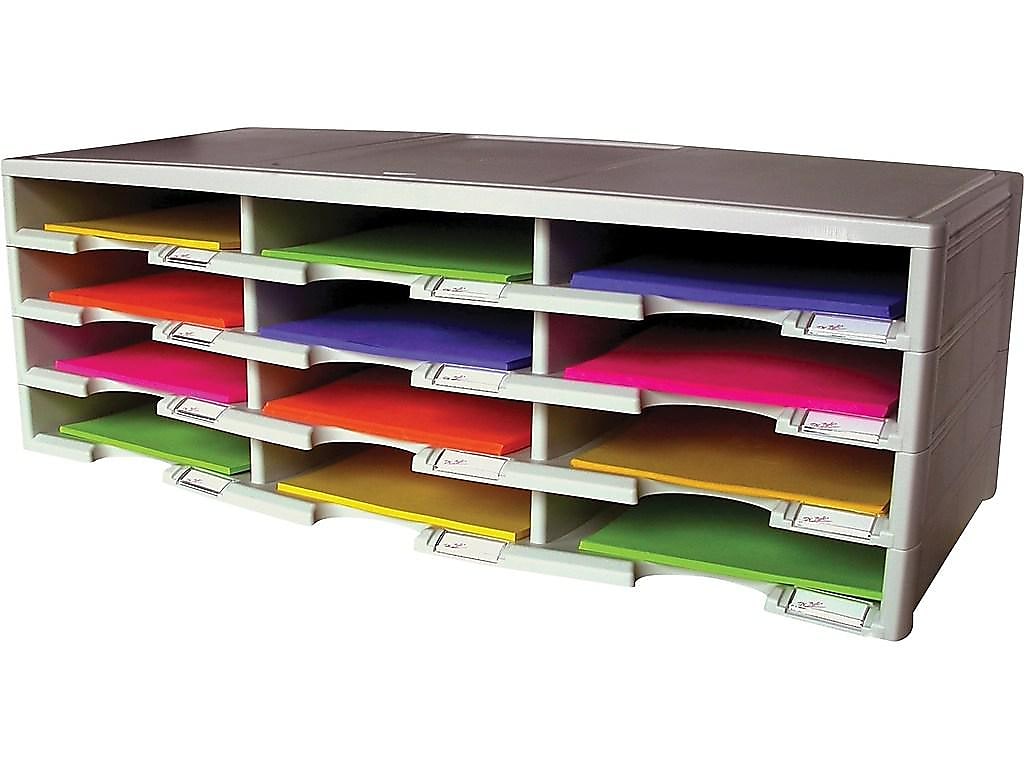 Storex 12-Compartment Literature Organizers, 32" x 10.5", Gray