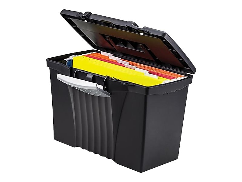 Storex File Storage Box with Organizer Lid, Letter/Legal Size, Black