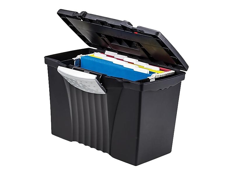 Storex File Storage Box with Organizer Lid, Letter/Legal Size, Black