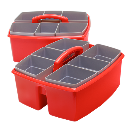 Storex Large Caddy with Sorting Cups, Red, 2 Pack