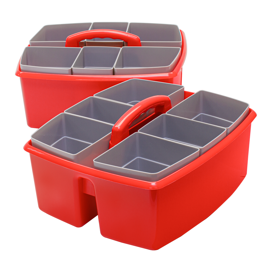 Storex Large Caddy with Sorting Cups, Red, 2 Pack