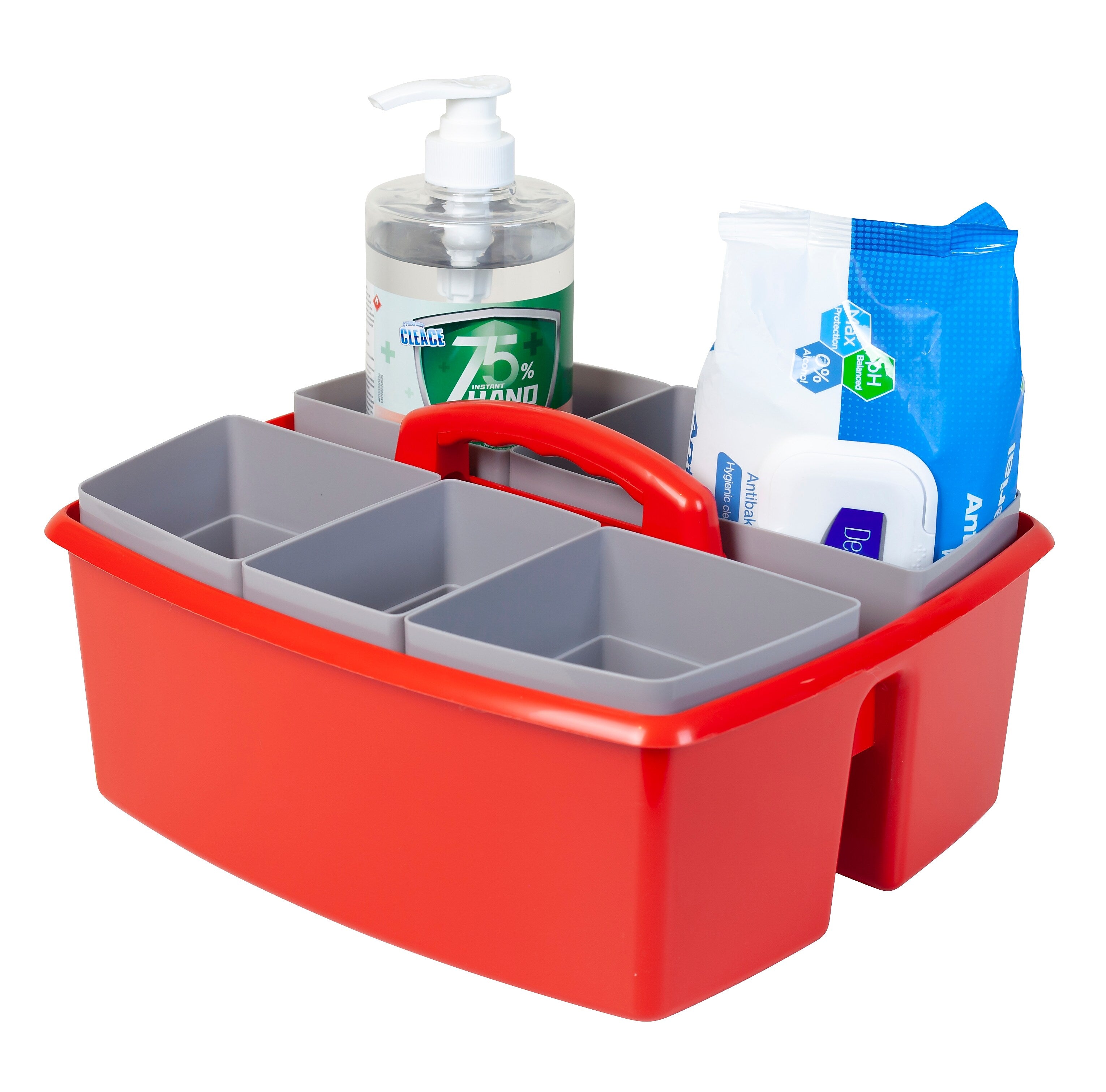 Storex Large Caddy with Sorting Cups, Red, 2 Pack