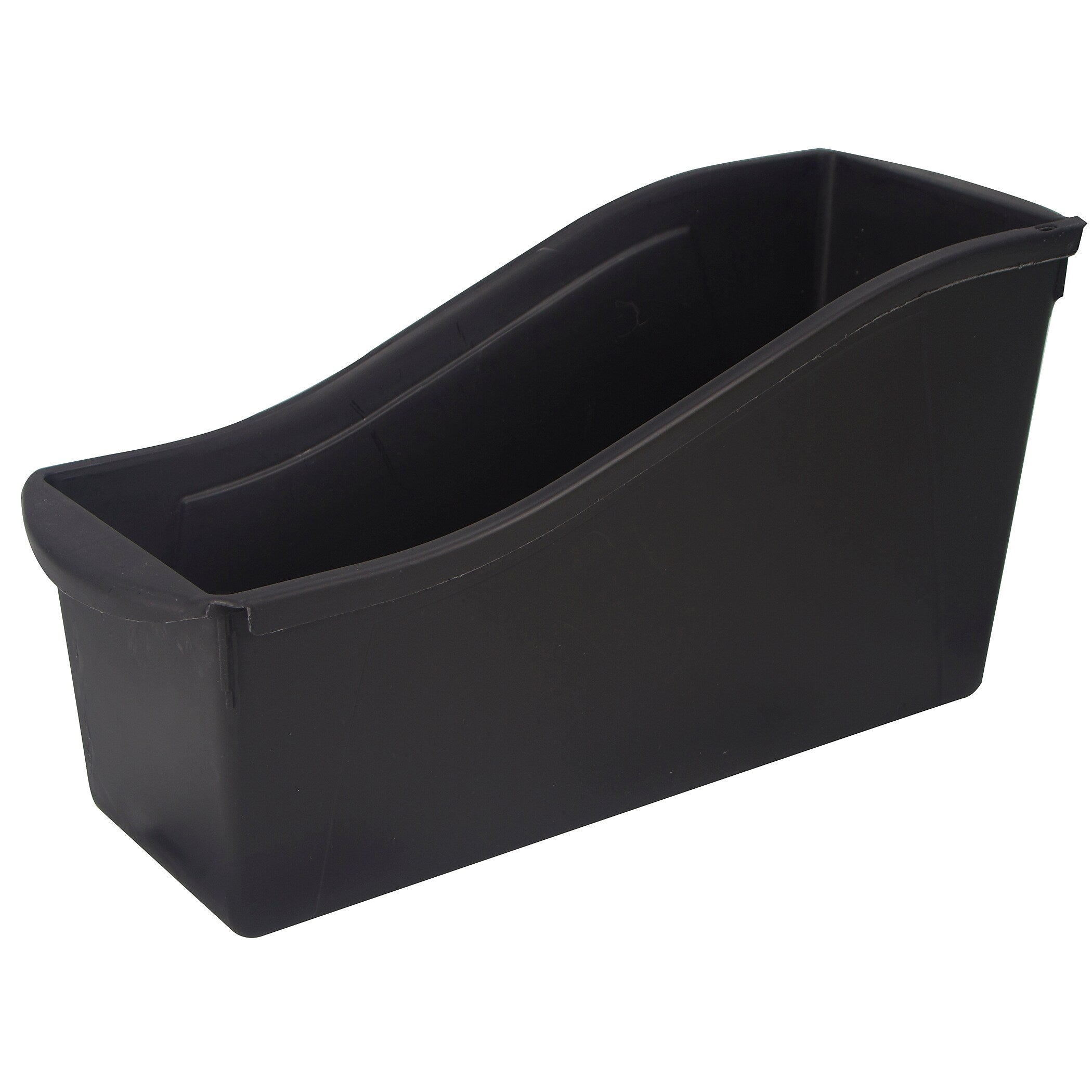 STOREX Plastic Large Book Bin, 7" x 14.5" x 5.25", Black, Pack of 6