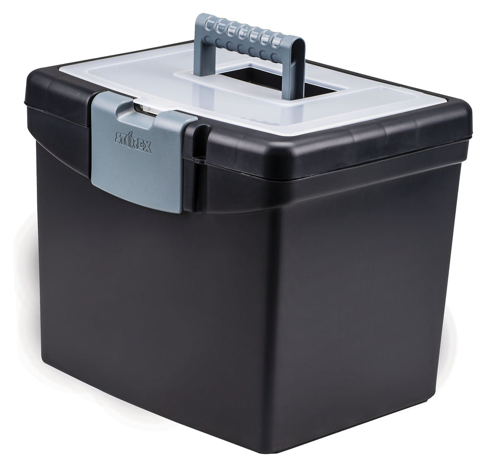 Storex Portable File Storage Box, Letter, Black