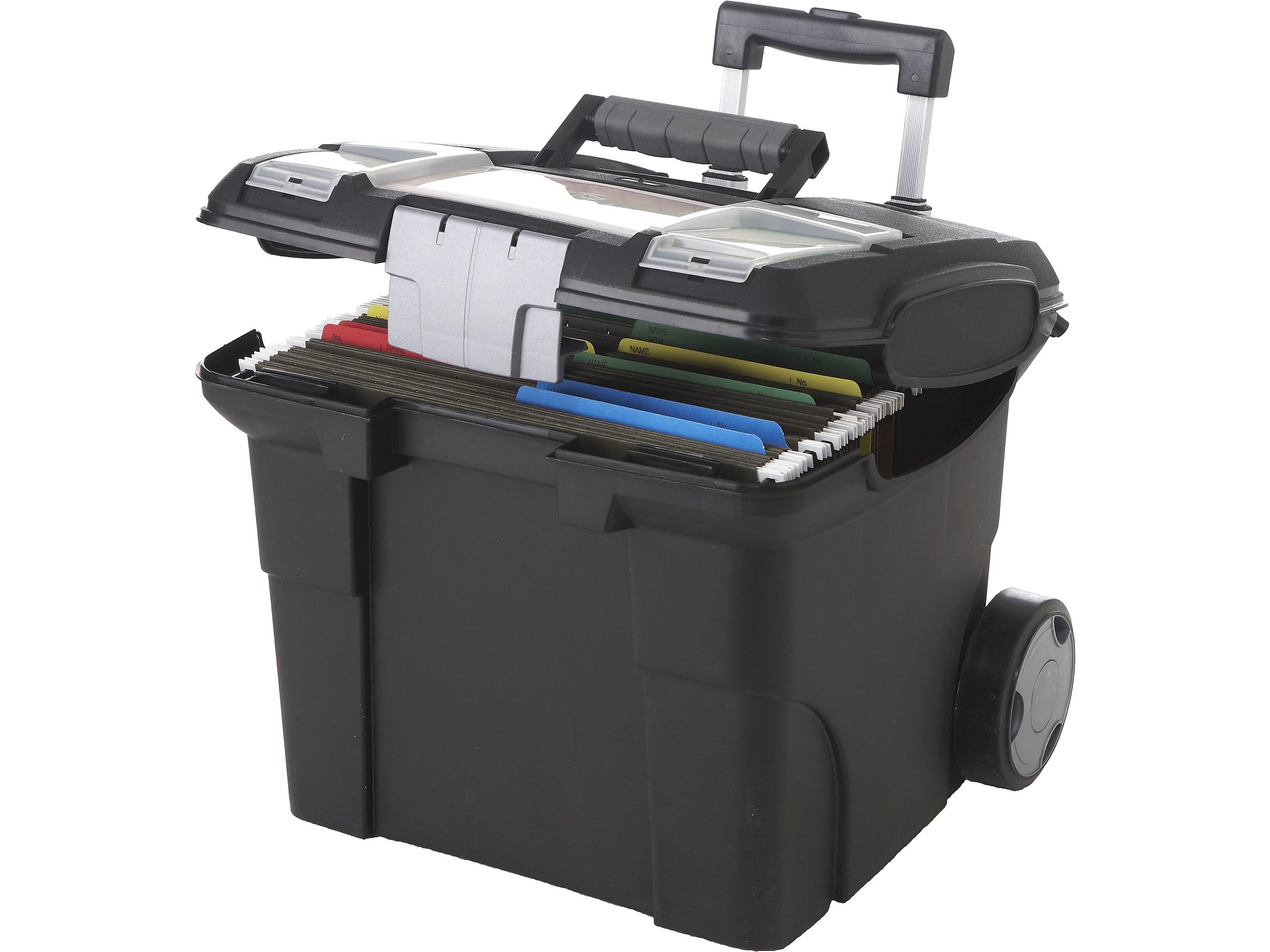 Storex Premium Plastic/Poly Mobile File Cart, Black