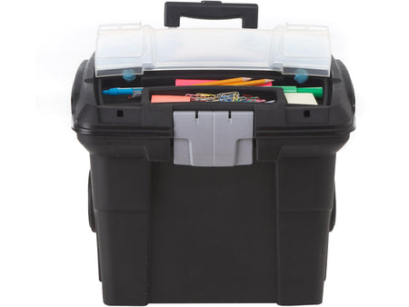 Storex Premium Plastic/Poly Mobile File Cart, Black