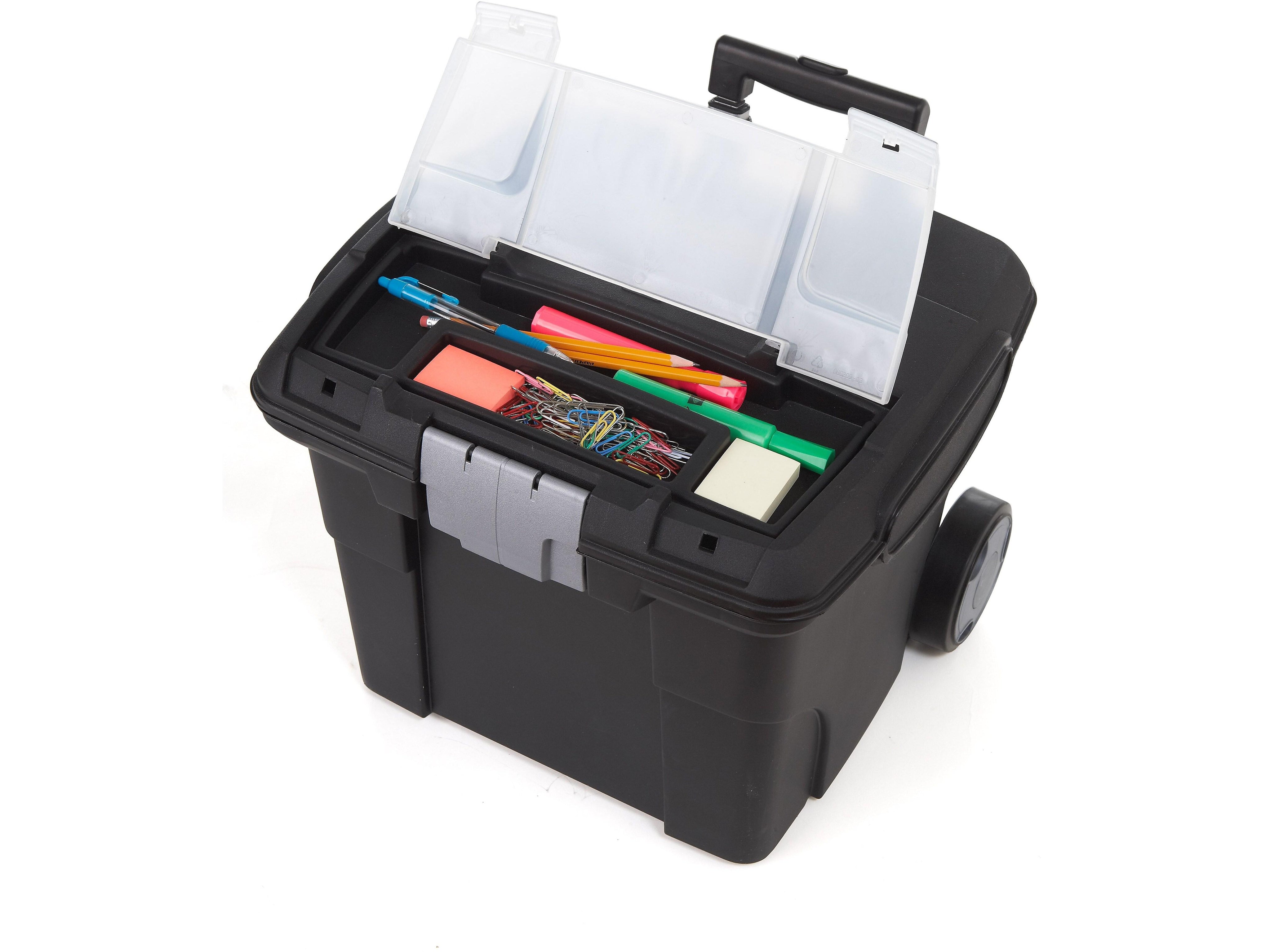 Storex Premium Plastic/Poly Mobile File Cart, Black