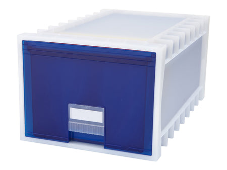 Storex Stackable Storage Drawer, Blue/White