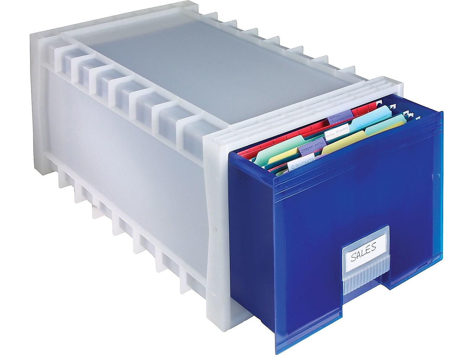 Storex Stackable Storage Drawer, Blue/White