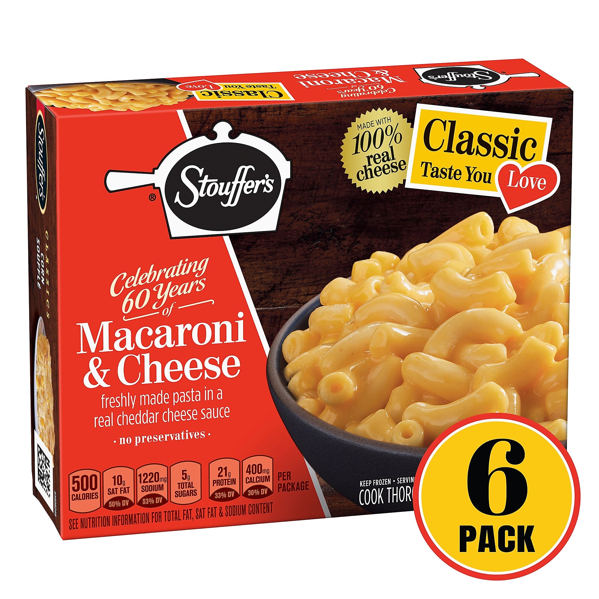 Stouffers Macaroni/Cheese Macaroni & Cheese, Frozen, 12 oz., 6/Pack
