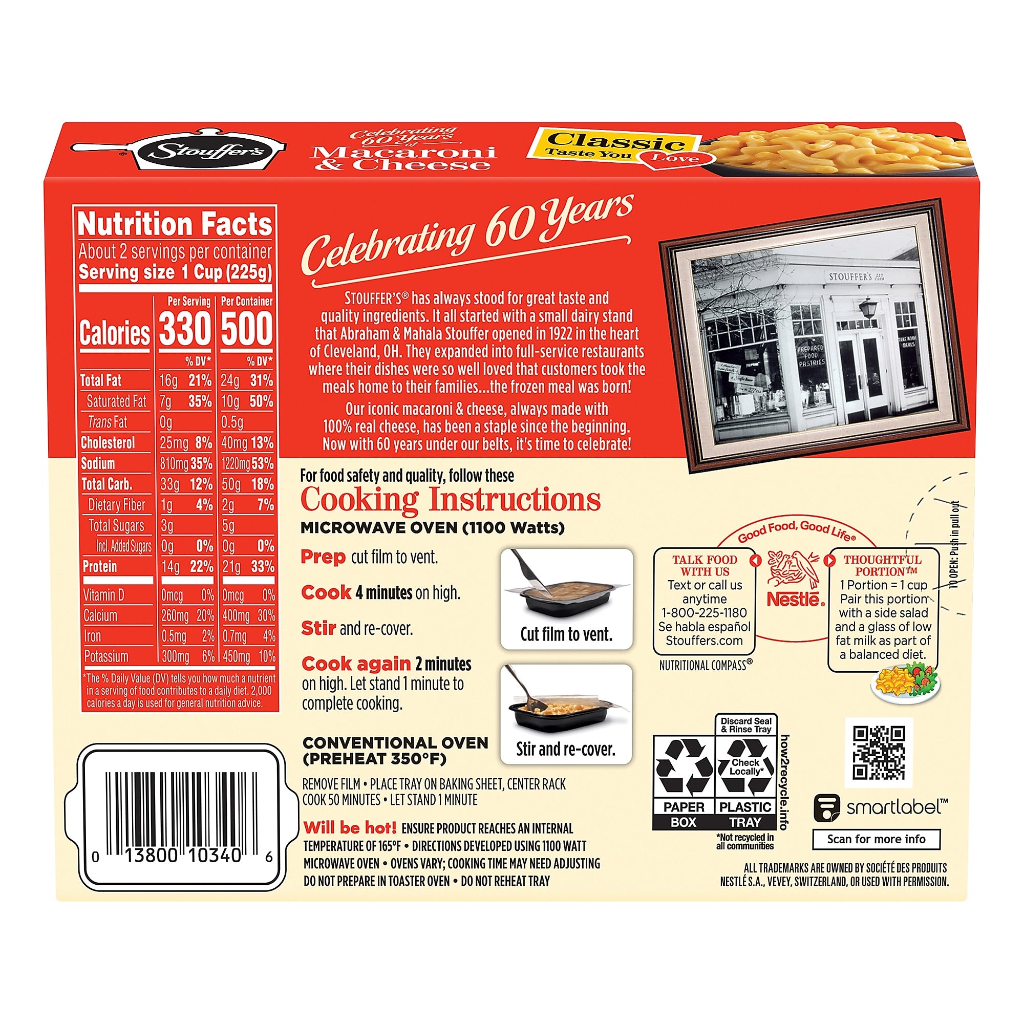Stouffers Macaroni/Cheese Macaroni & Cheese, Frozen, 12 oz., 6/Pack
