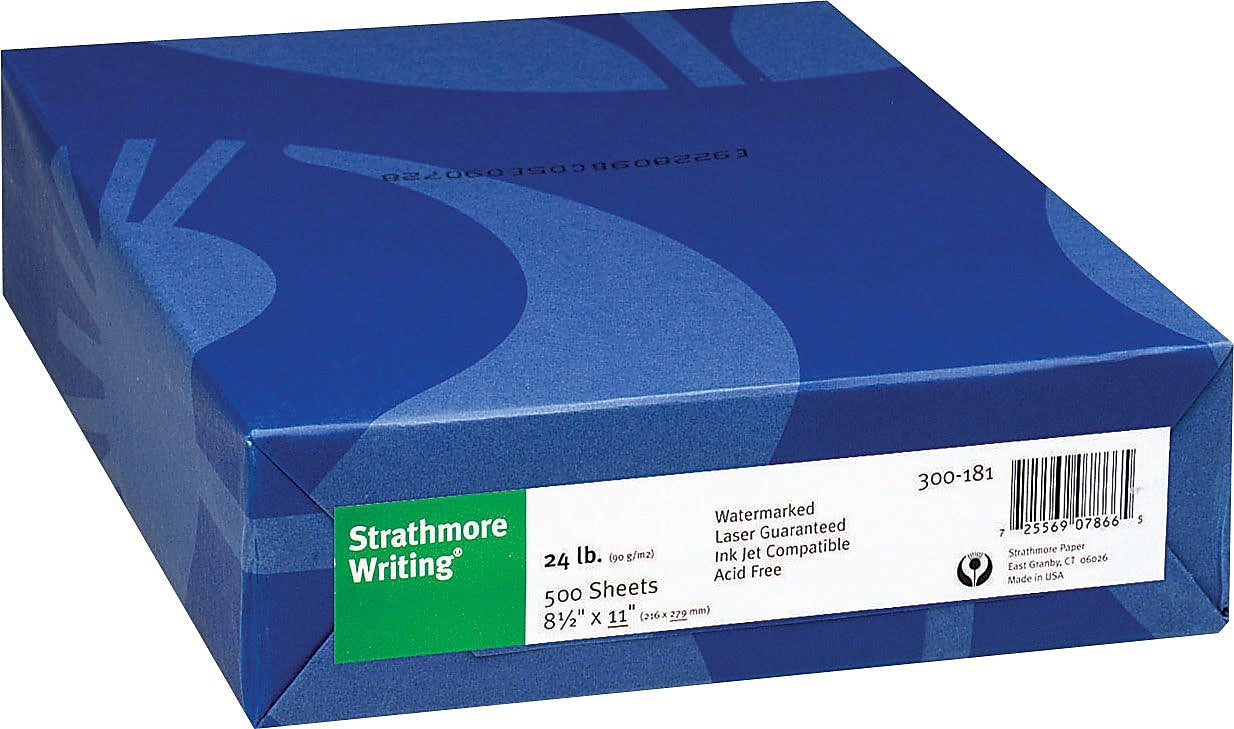 Strathmore Writing® Cotton Business Stationery Paper, Bright White, 8 1/2