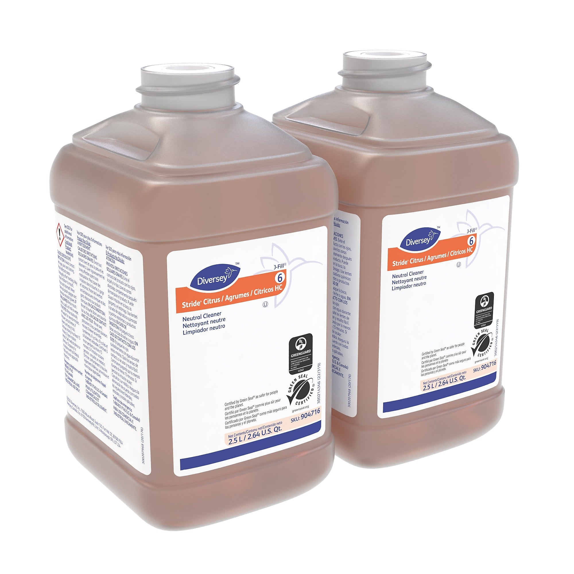 Stride HC Multipurpose Cleaner for Diversey J-Fill, Citrus, 2.5 L, 2/Carton